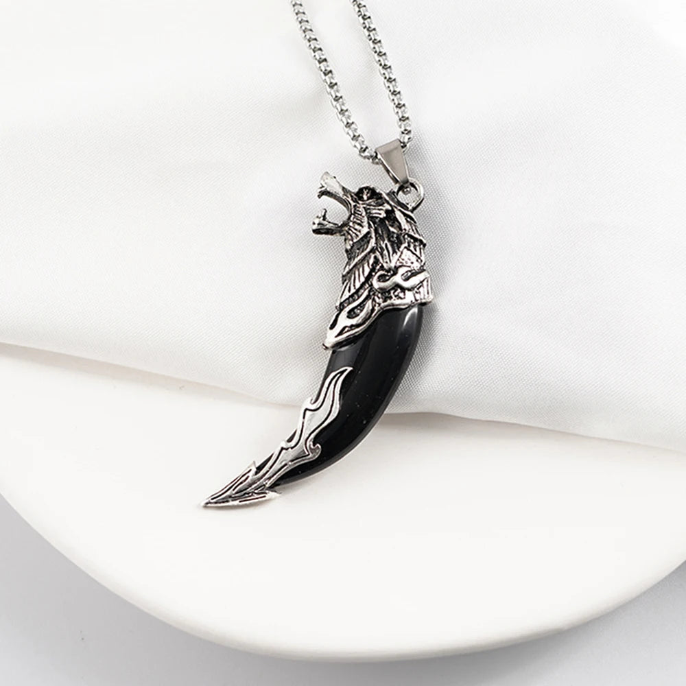 Punk Mode Tapfere Männer Wolf Gog Zähne Spike Anhänger Halskette Frauen Männer Glück Schmuck Klassische Fang Zahn Amulett Anhänger Halskette