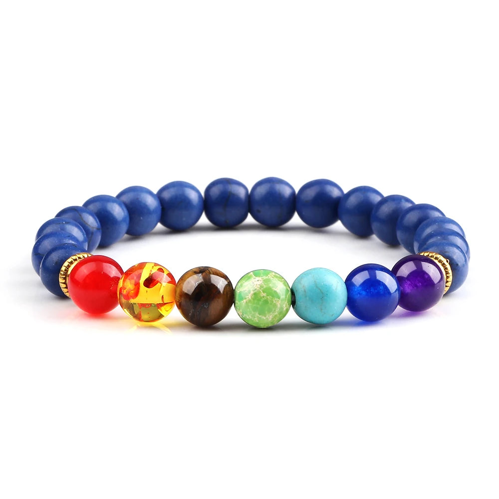 2 Stücke Naturstein 7 Chakra Heilung Perlen Einstellbare Geflochtene Armbänder Männer 8mm Lava Stretch-armband Frauen Reiki Buddha Schmuck