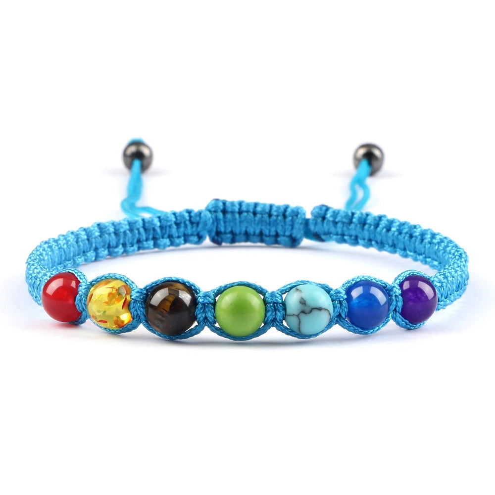 Handgewebtes 7-Chakra-Heilperlen-Armband für Männer, 6 mm, Naturstein, Gebetsarmbänder, Paare, modischer Armreif, Damen, Yoga, Schmuck, Geschenk