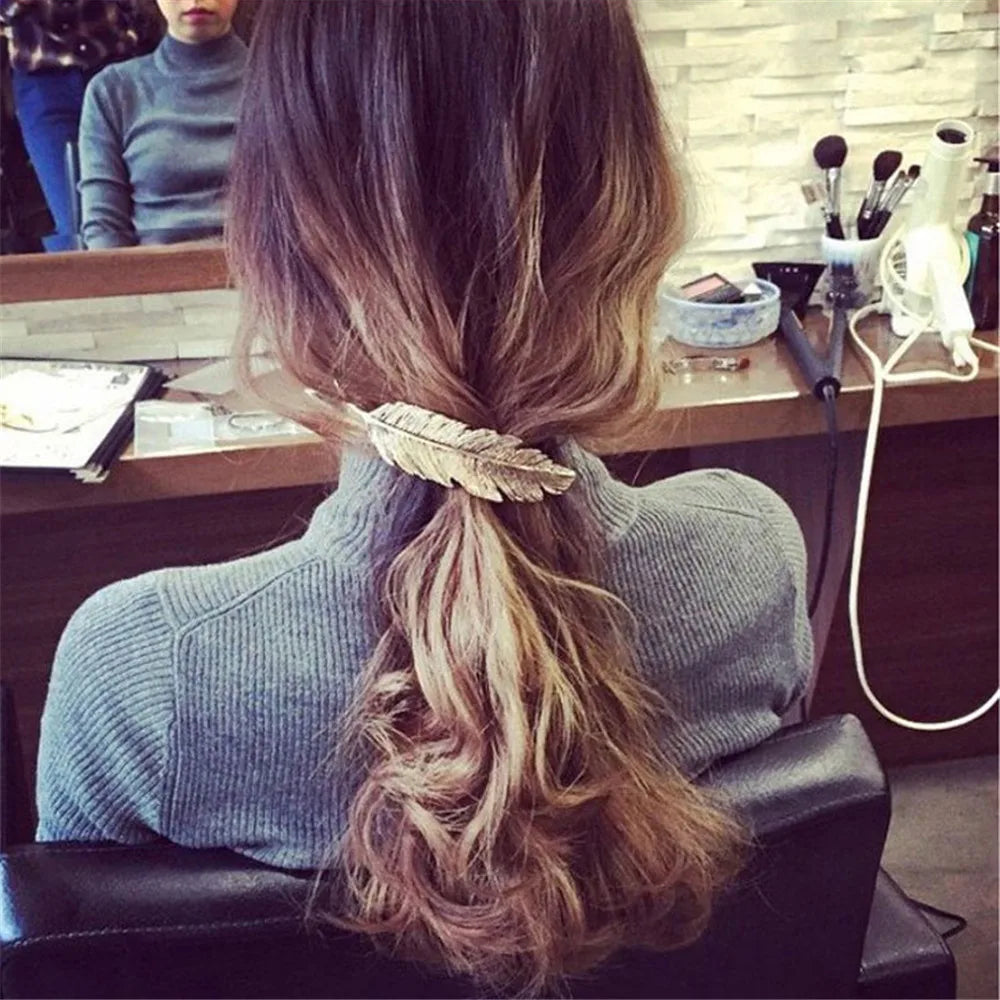 Neue Legierung Vintage Haar Clip Feder Blatt Form Haarspange Metall Haarnadeln Für Frauen Dame Headwear Haar Zubehör