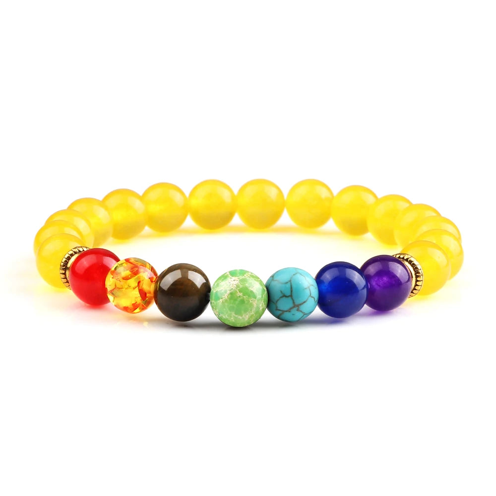 2 Stücke Naturstein 7 Chakra Heilung Perlen Einstellbare Geflochtene Armbänder Männer 8mm Lava Stretch-armband Frauen Reiki Buddha Schmuck