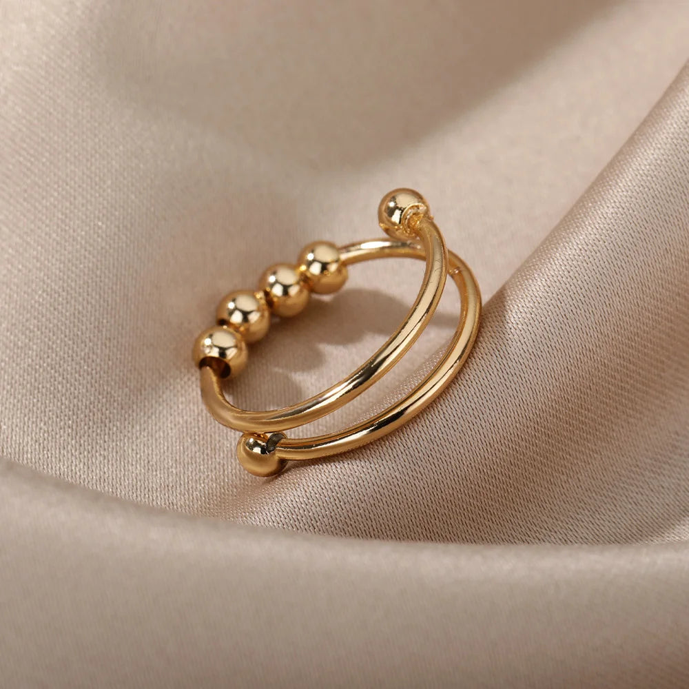 Angst Ring Perlen Ringe Für Frauen Männer Edelstahl Ring Spinner Spirale Simulierte Frei Anti Stress Zappeln Ring Schmuck