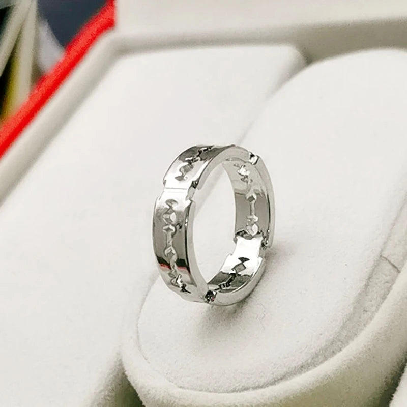 Charme Edelstahl Hip Hop Klingen Ring Mode Punk Rock Schwarz Silber Farbe Ring Liebhaber Paar Ringe für Mann Und Frauen Ring