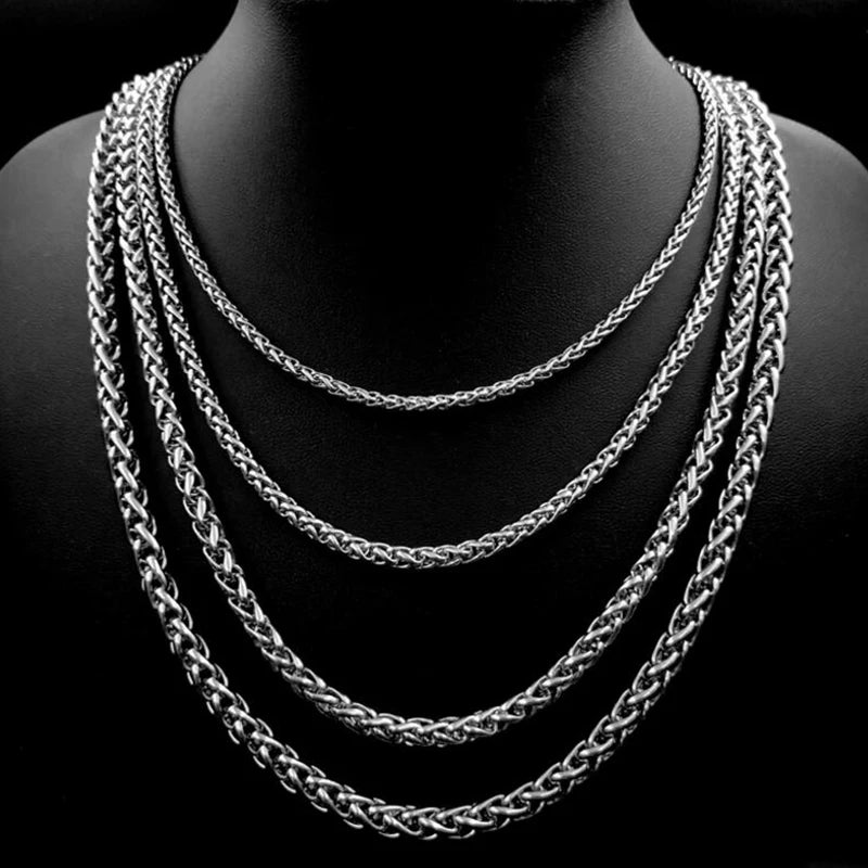 Multi Größe Männer Geflochtene Link Kette Halsketten Großhandel Edelstahl Männlichen Halsband Colar Schmuck mode Geschenke für Ihn