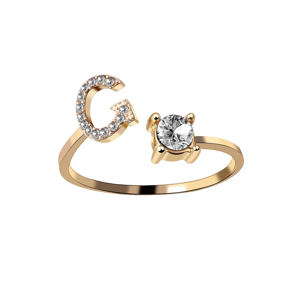 Mode 26 Initial Brief Ring Silber Farbe Persönlichkeit Finger Ringe Frauen Einfache Elegante Schmuck Freundschaft Geschenk Großhandel