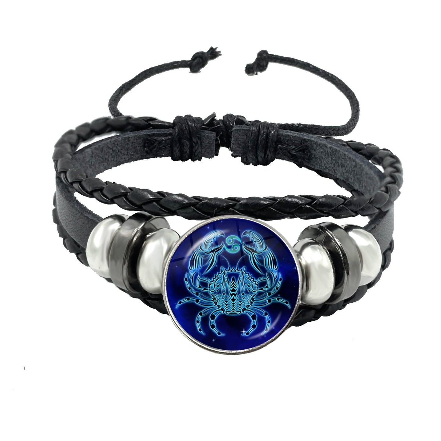 12-Sternbild-Sternzeichen-Knopfarmband, mehrschichtiges geflochtenes Lederarmband, Armreif für Geburtstagsfeier, Schmuck, Geschenk