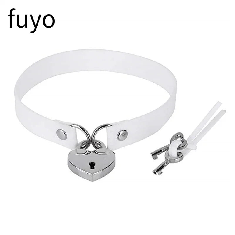 Weiß Sexy Vegan Choker Halsketten Punk Harajuku Goth Kragen Kette Traktion Halskette Leder Bondage Cosplay Party Schmuck Grunge