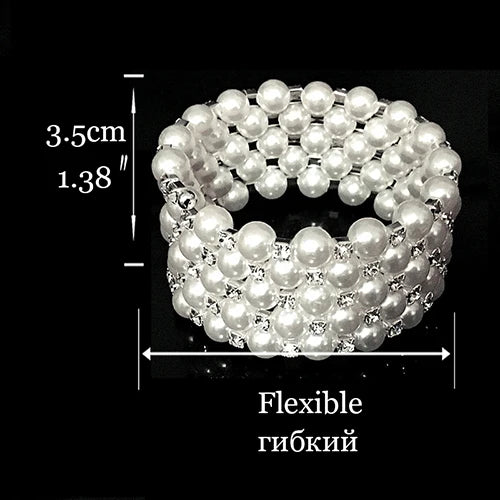 Hochzeit Braut Schmuck Set String von Perlen Prom Silber Farbe Kristall Armband Halskette Ohrringe für Frauen schmuck sets