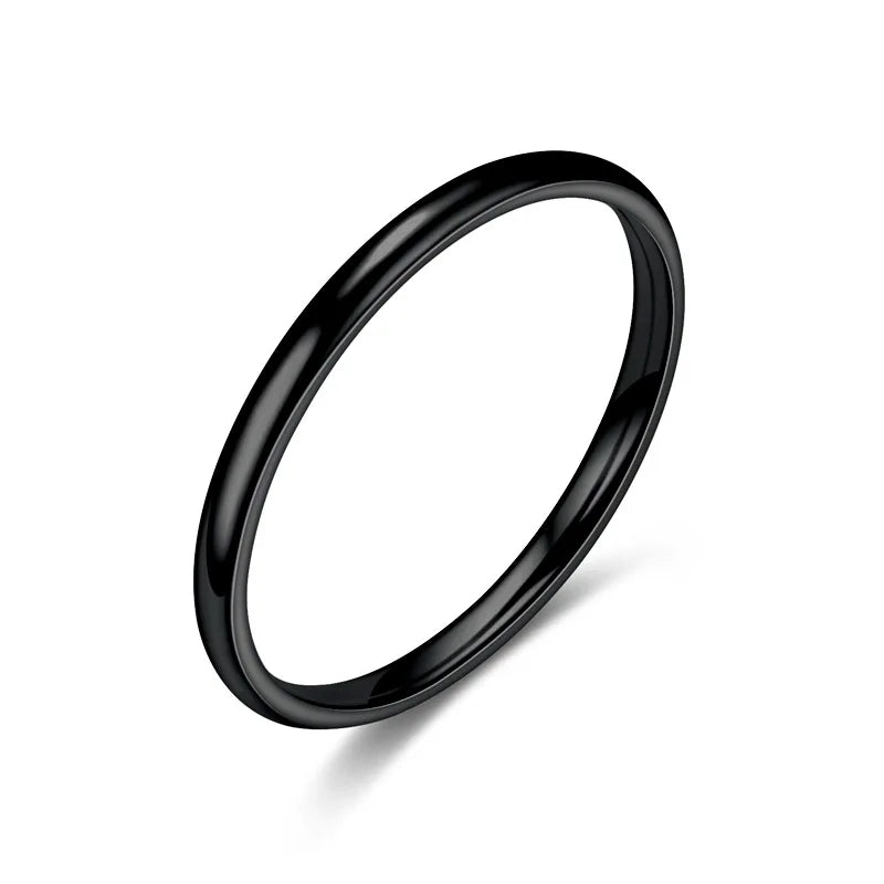 2 mm dünne Ringe für Männer, Frauen, Mädchen, massiver Edelstahl, minimalistischer Ring, eleganter Party-Schwanzring, Paarringe