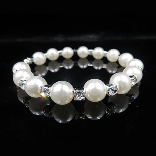 Hochzeit Braut Schmuck Set String von Perlen Prom Silber Farbe Kristall Armband Halskette Ohrringe für Frauen schmuck sets