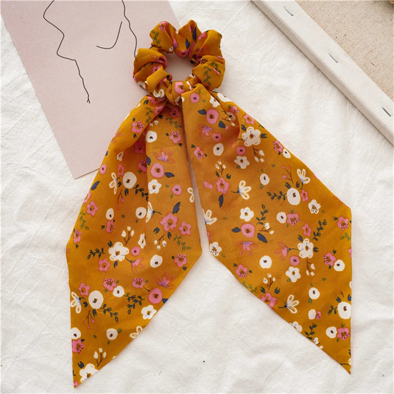 Neue Mode Druck Bogen Scrunchies Haar Band Für Frauen Elastische Haarband Mädchen Schachtelhalm Haar Krawatten Haar Zubehör