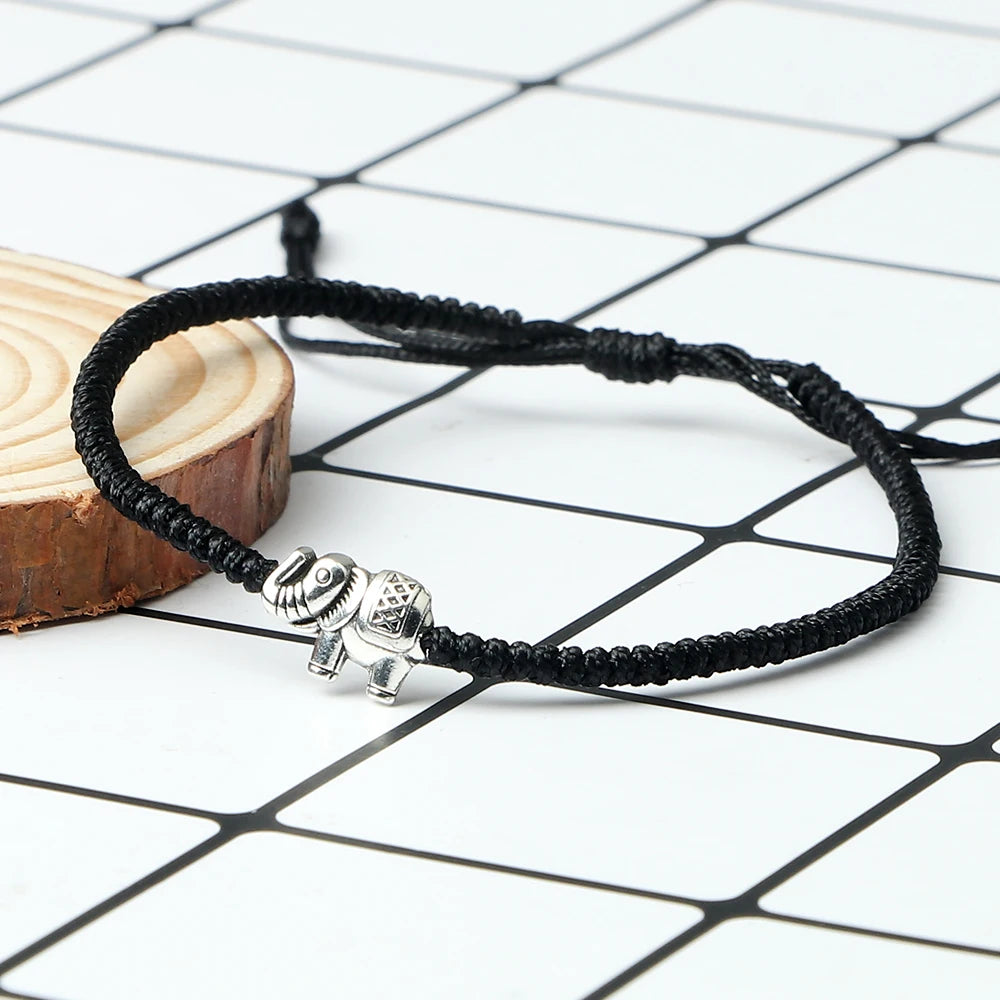 Retro-Elefant-Armbänder, glückliches geflochtenes Kettenarmband für Damen und Herren, viel Glück, Freundschaft, Wunsch-Geschenk, Schmuck, handgefertigt, verstellbar
