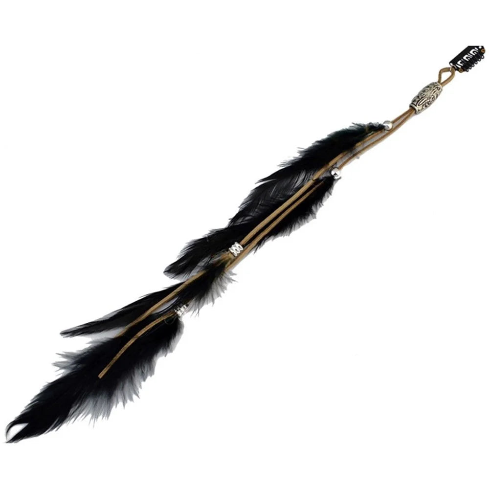 2024 neue Modische Boho Feder Stirnband Perücke Perlen Feder Kopfschmuck Handgemachte Haar Clip Mädchen Haar Zubehör Hohe Qualität