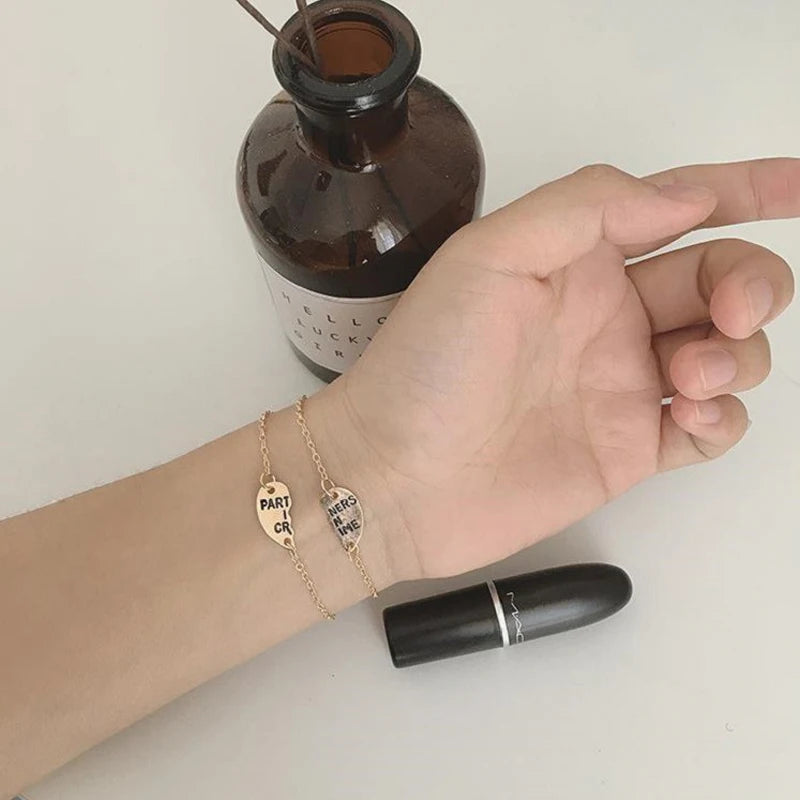 Beste Freunde Für Immer Partner In Verbrechen Valentine Split Herz Anhänger Armbänder & Armreifen Set 1 Paar