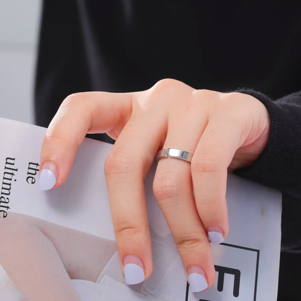 COOLTIME Kpop Minimalistischen Paar Ringe Edelstahl Silber Farbe Offenen Ring Frauen Männer Mode Schmuck Hochzeit Geschenk Großhandel