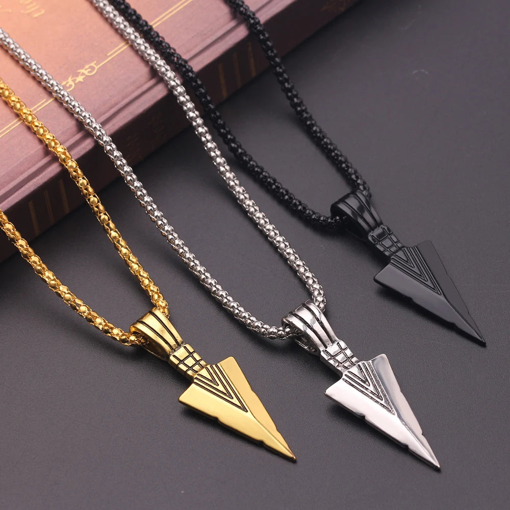 Männer Design Matte Schwarz Lange Halskette Mit Pfeil Anhänger Schmuck Kette Hip Hop Punk Rock Weihnachten Halloween Geschenk Für Männer frauen