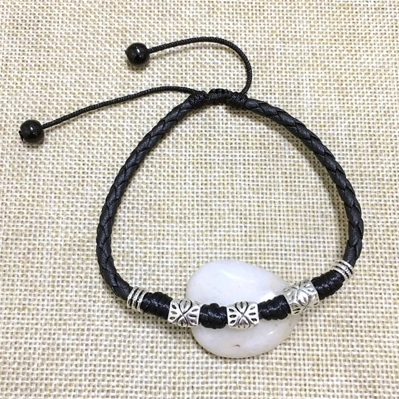 Verstellbare handgemachte coole einfache Blatt-Fußkettchen gewebt verstellbares Seil Glücksfuß-Armband für Frauen Männer Schmuck