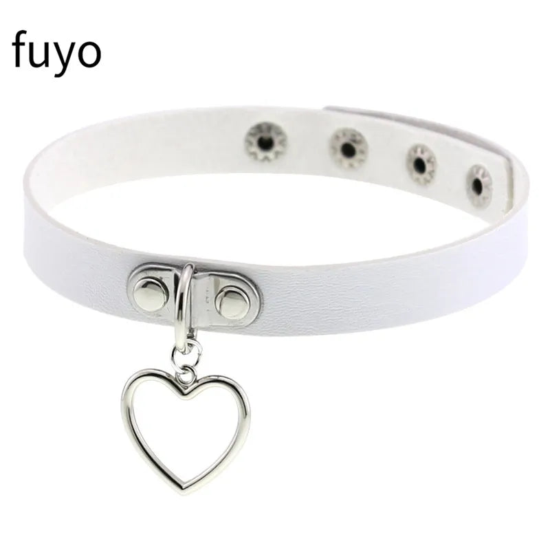 Weiß Sexy Vegan Choker Halsketten Punk Harajuku Goth Kragen Kette Traktion Halskette Leder Bondage Cosplay Party Schmuck Grunge