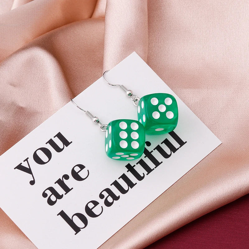 Handmade Cartoon 3D Harz Dice Tropfen Ohrring Quaste Casino Candy Farbe Persönlichkeit Spaß Schmuck für Frauen Weibliche Geschenk