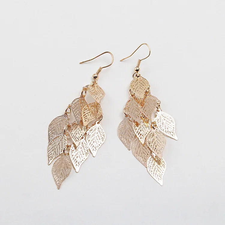 8 jahreszeiten Mode Vintage Tropfen Ohrringe Blatt Bunte Feder Anhänger Quaste Für Frauen Ohrringe Zubehör Schmuck 2022 Trend