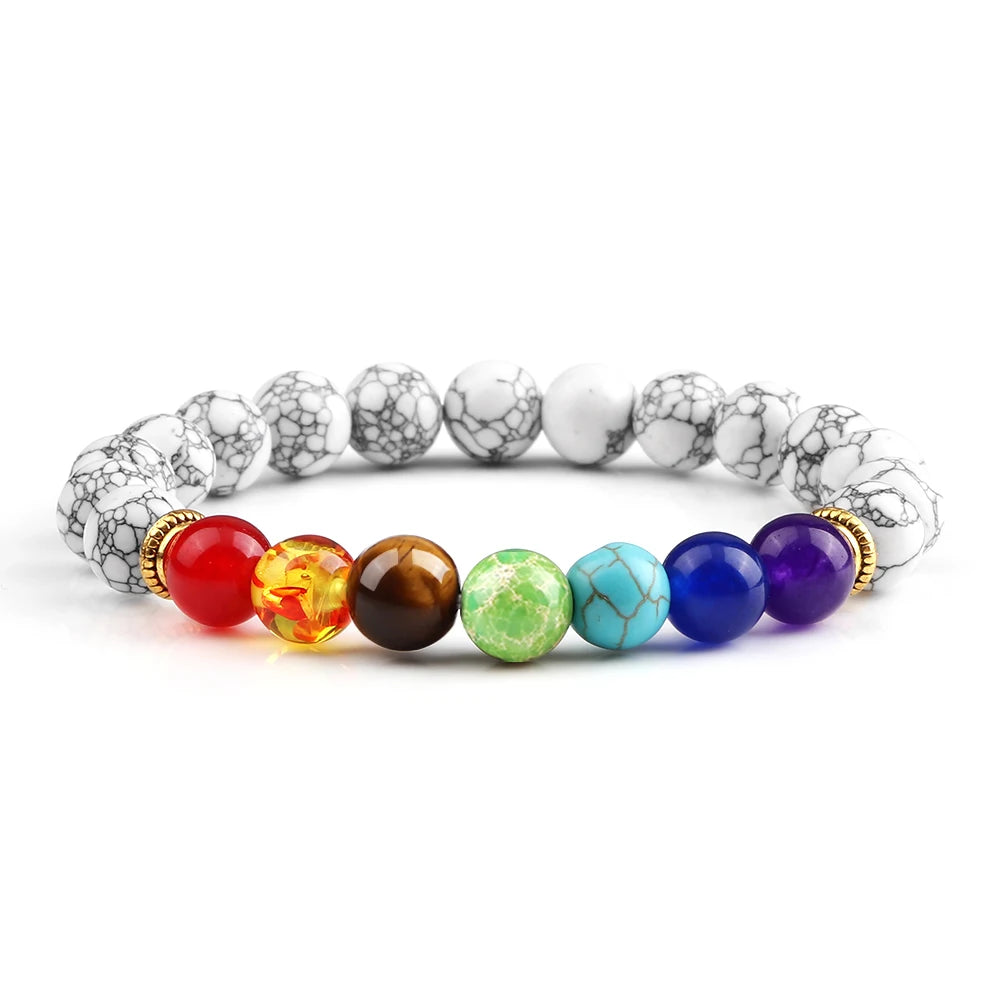 2 Stücke Naturstein 7 Chakra Heilung Perlen Einstellbare Geflochtene Armbänder Männer 8mm Lava Stretch-armband Frauen Reiki Buddha Schmuck