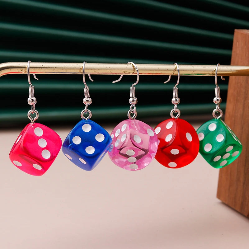 Handmade Cartoon 3D Harz Dice Tropfen Ohrring Quaste Casino Candy Farbe Persönlichkeit Spaß Schmuck für Frauen Weibliche Geschenk
