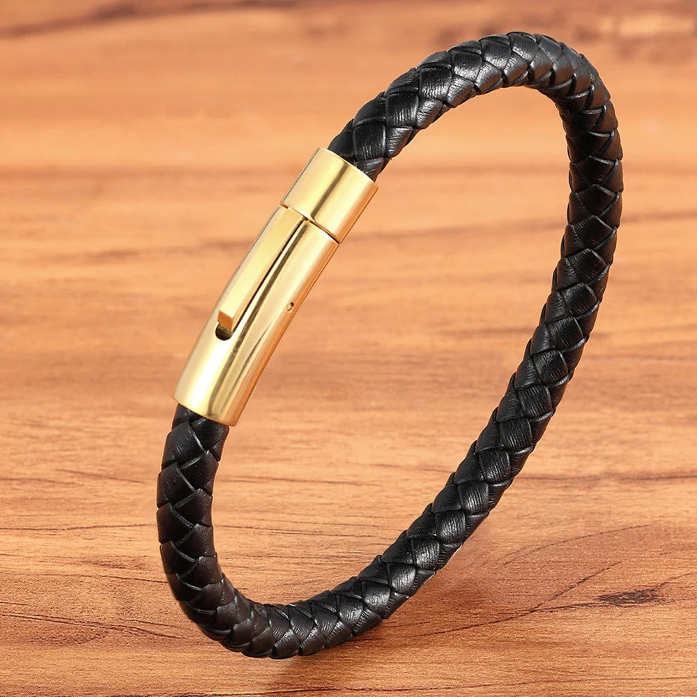 XQNI OL-Stil, mehrfarbiger Edelstahlknopf, schlichtes Design, Herren-Lederarmband, DIY & individuelles Logo, Geburtstag, Valentinstag, Geschenk