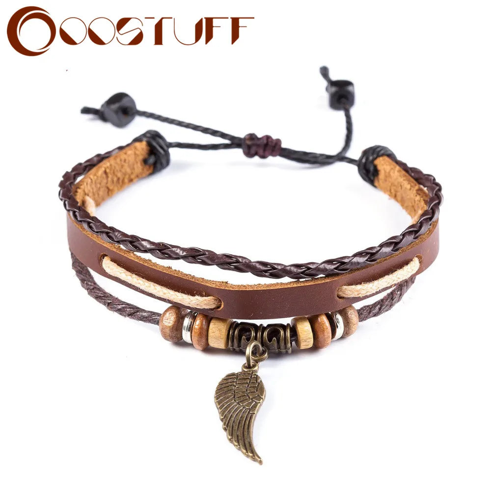Leder Armbänder für Frauen Männer Schmuck Handgemachte Flügel Charme pulseira masculina pulseira feminina bileklik armband männer femme neue