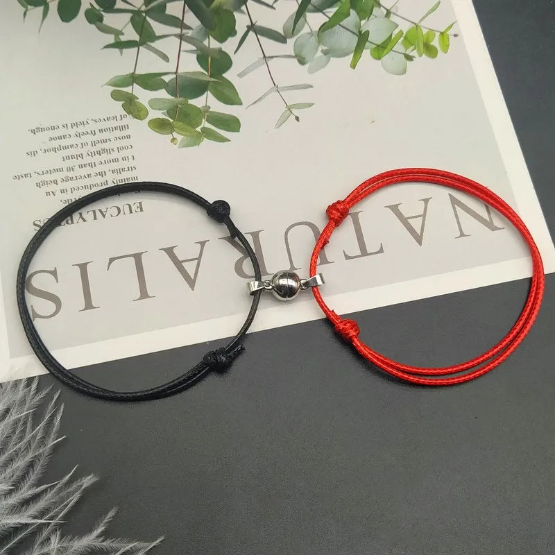 1 paar Zwei PCS Herz Magnetische Armband Stahl Anhänger Paar Armbänder für Liebhaber Freundschaft Armbänder Geflecht Seil Magnet Schmu