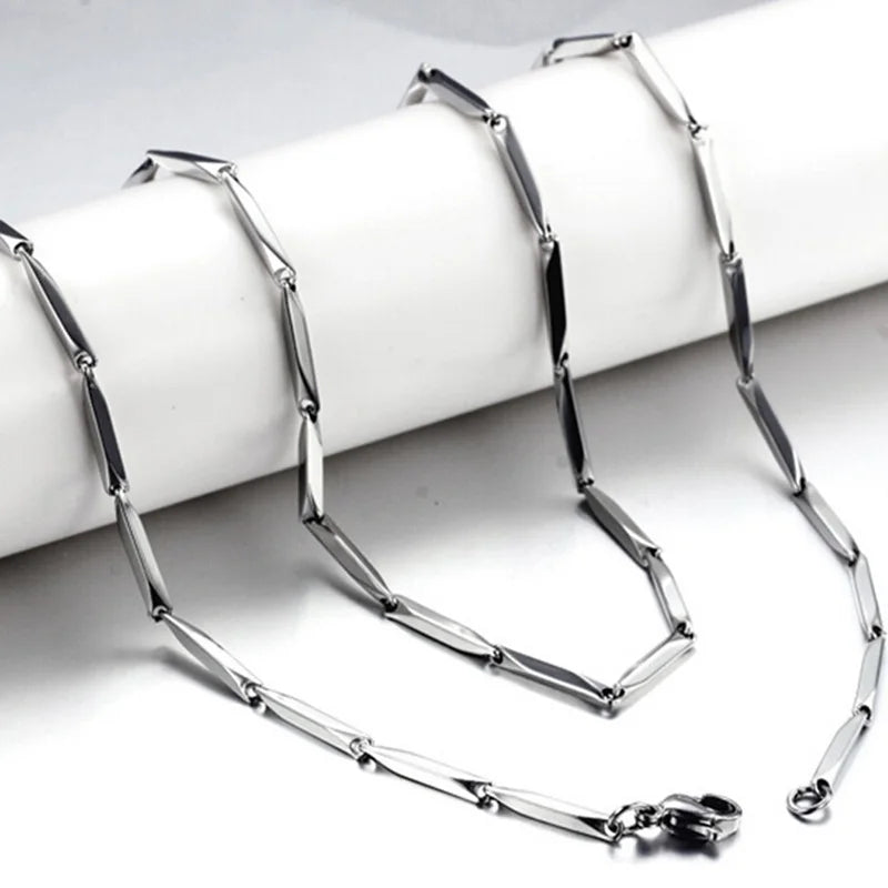 Männer Kette Halskette 60cm Lange Halskette 3mm Breite Halskette für Männer SilverTitanium Stahl Link Kette Halsketten Männer