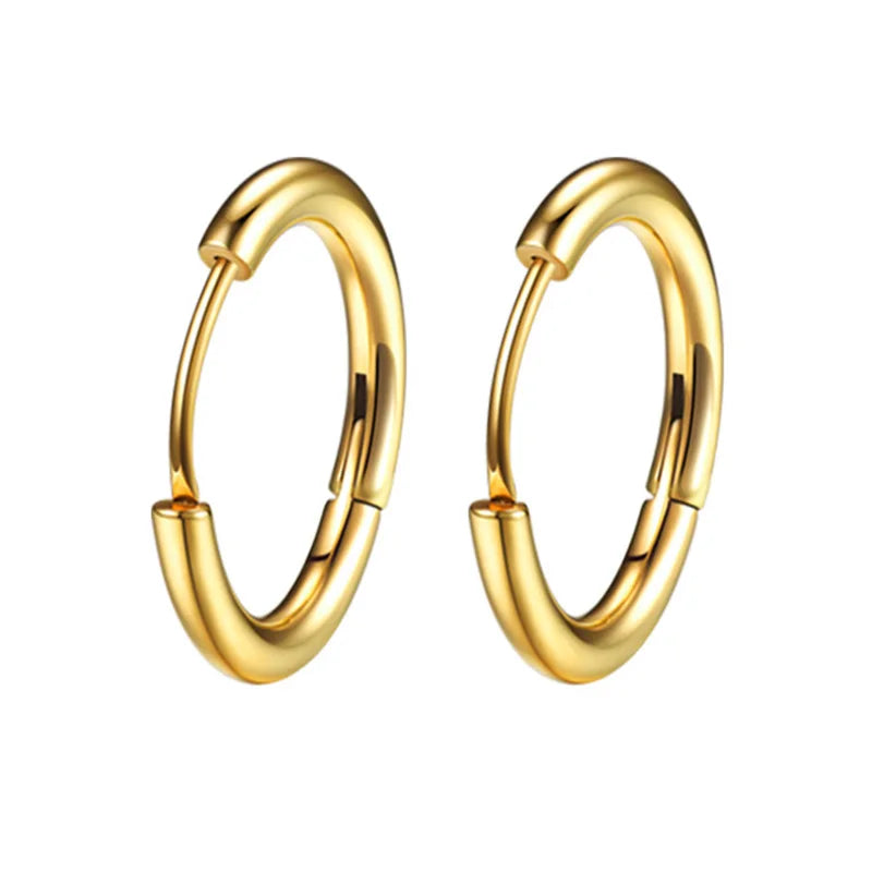1 Paar Damen/Herren-Ohrringe aus Edelstahl mit kleinen Creolen, Piercing, Ohrknorpel, Tragus, einfacher dünner Kreis, antiallergische Ohrschnalle