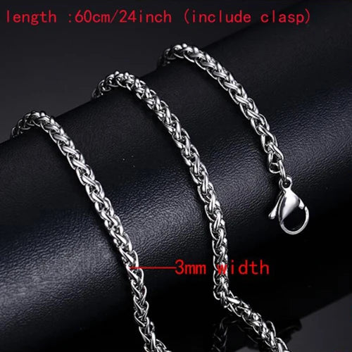 Männer Kette Halskette 60cm Lange Halskette 3mm Breite Halskette für Männer SilverTitanium Stahl Link Kette Halsketten Männer