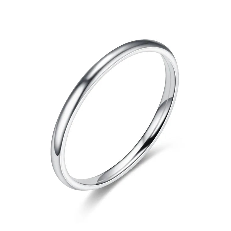 2 mm dünne Ringe für Männer, Frauen, Mädchen, massiver Edelstahl, minimalistischer Ring, eleganter Party-Schwanzring, Paarringe