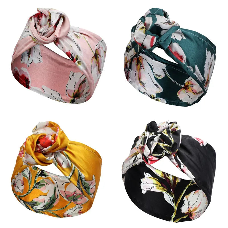 2022 neue Mode Frauen falten Eisendraht Stirnband böhmischen Mädchen Kreuz Turban Bandanas drucken Haar bänder Haarschmuck