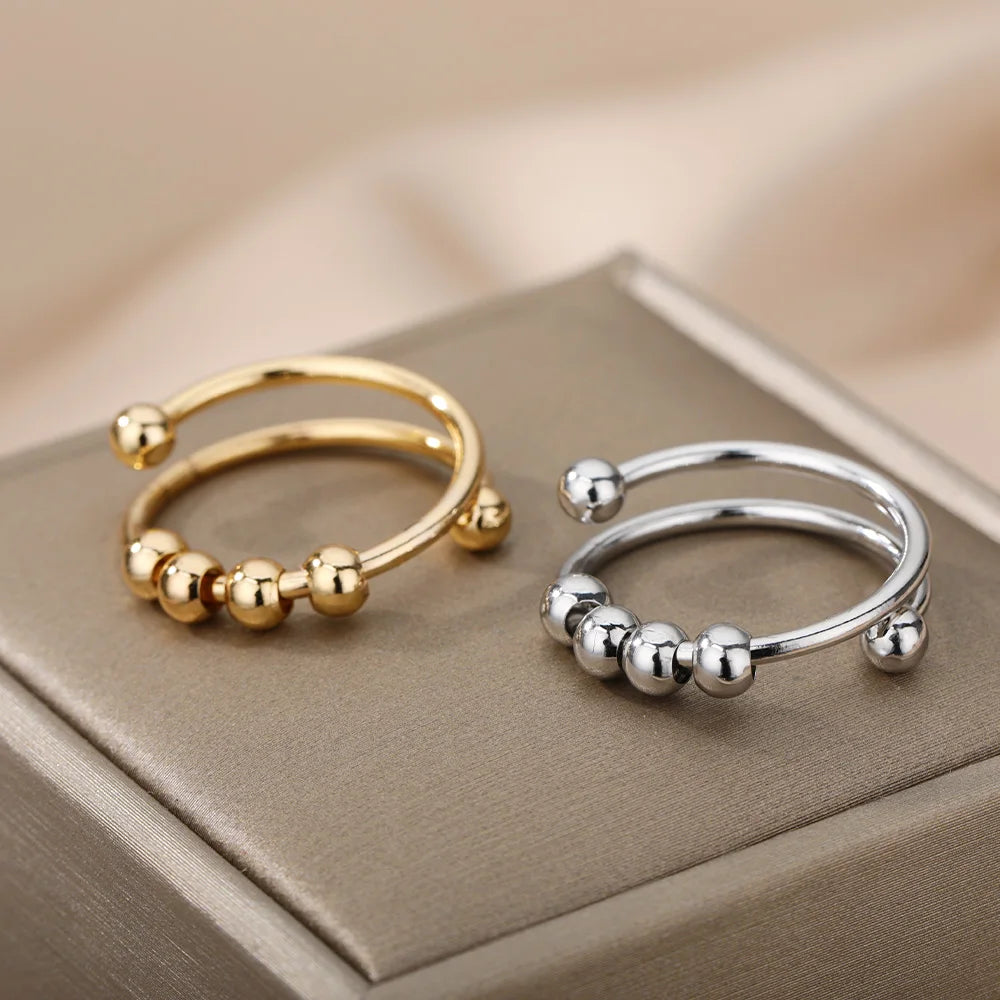 Angst Ring Perlen Ringe Für Frauen Männer Edelstahl Ring Spinner Spirale Simulierte Frei Anti Stress Zappeln Ring Schmuck