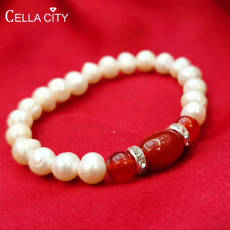 Cellacity achat Armband für Frauen Silber 925 Schmuck Edelsteine Natürliche Süßwasser Perle Weibliche Jahrestag Geschenk Großhandel