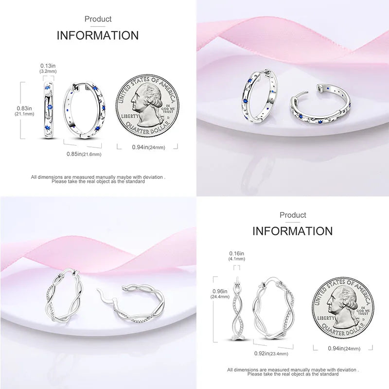 Original 925er Sterlingsilber, buntes Gold, Roségold, große Creolen für Frauen, Kollokation, Hochzeit, für Frau, Freundin, Geschenk