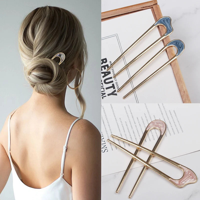 Vintage Metall U-förmige Haarnadel Haarstab Gabel Französisch Hochsteckfrisur Chignon Bobby Pin für DIY Frauen Mädchen Brötchen Frisur Haarschmuck