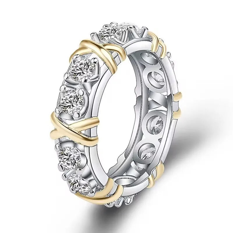 1psc Luxus elegante glänzende Zirkon Kreuz ringe für Frauen Mode Einfachheit Ring Party Dekor Festival Hochzeits geschenk Schmuck Frauen