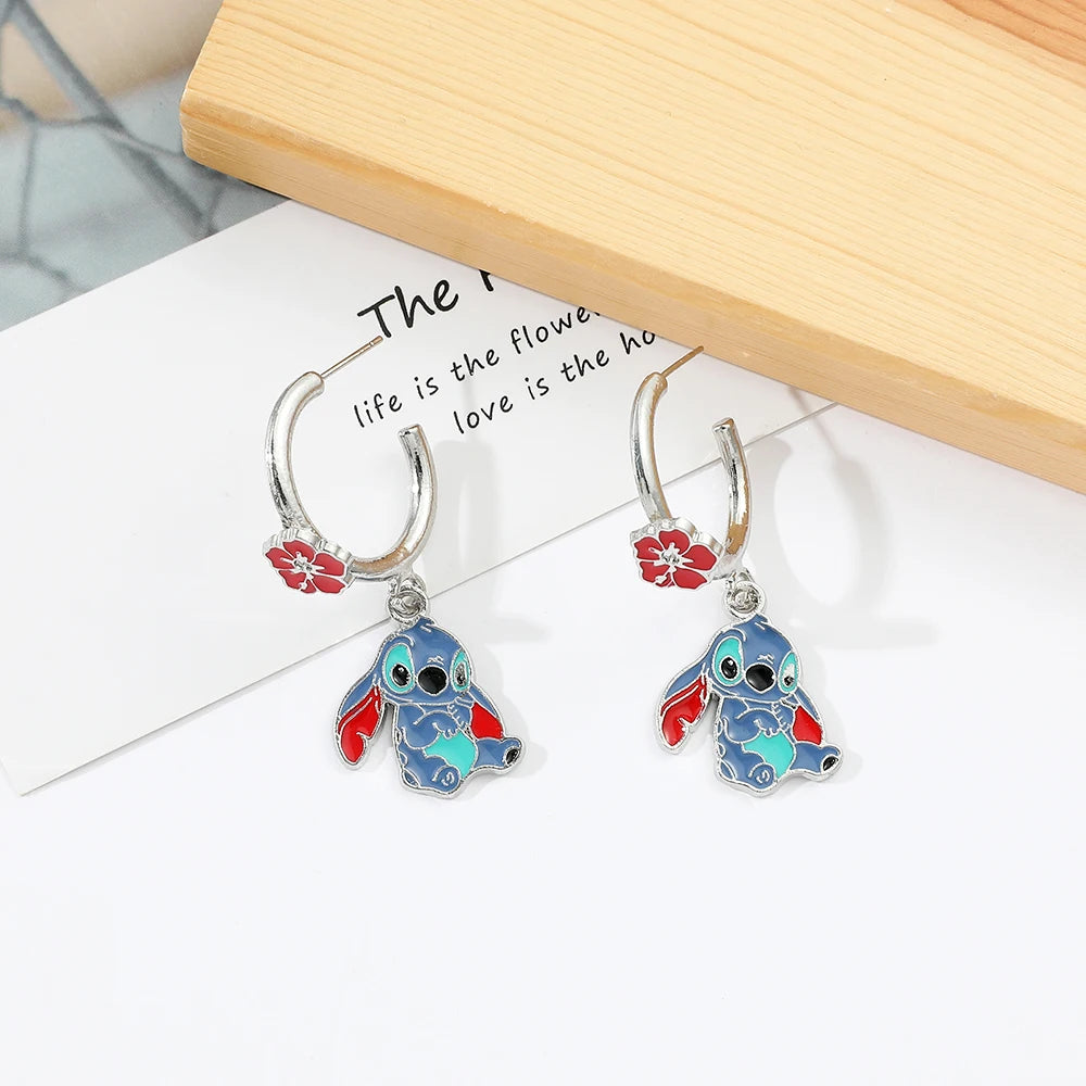 Disney Anime Lilo & Stitch Ohrringe, klassische Cartoon-Figur, Stich-Ohrringe, Ohrclip für Frau und Mädchen, Schmuck, Geschenk