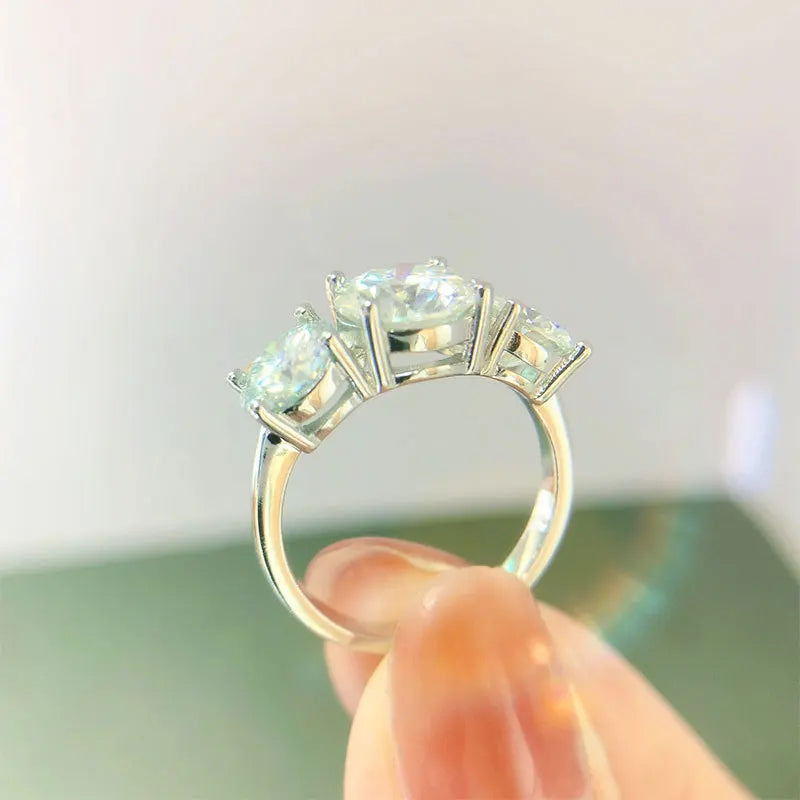 TEN CARATS 2-4CT Moissanit Ringe für Frauen S925 SilverEngagement Hochzeit Funkelnder Diamant Ring Edlen Schmuck Geschenk