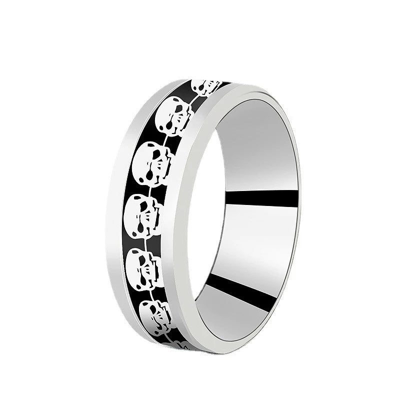 8mm Edelstahl Dominierenden Drachen Muster Ringe für Männer Frauen Punk Intarsien Blau Carbon Faser Ring bagues pour femme