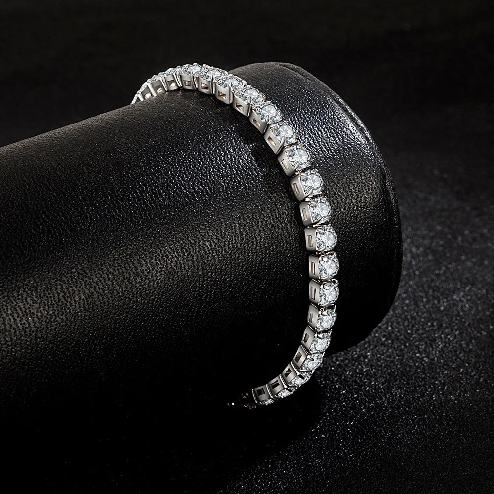 925 Sterling Silber Armband Zirkon Kette Armband Für Frauen Mode Einfache Verlobung Hochzeit Glamour Schmuck 4 MM 17,5 CM