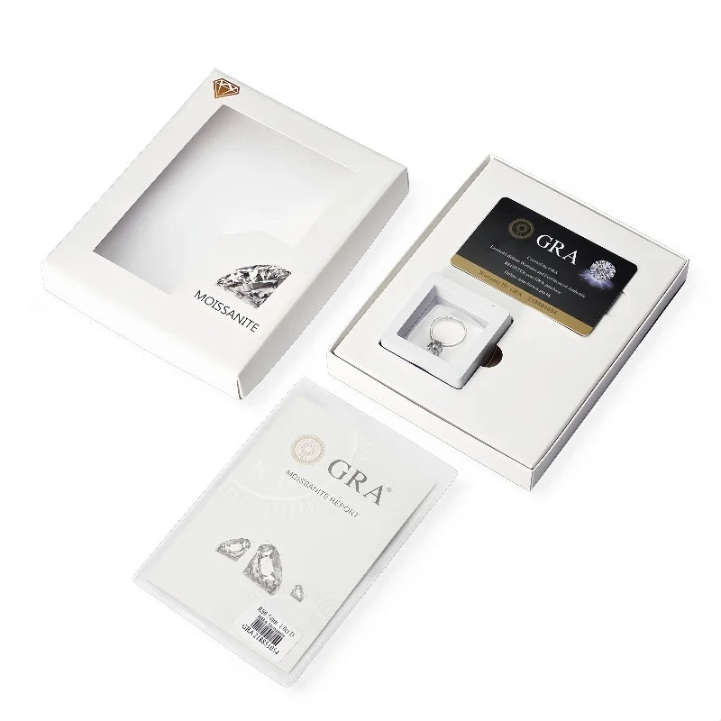 S925 Sterling Silber Moissanit-Ring für Damen, 5-Karat-Moissanit-Diamant-Taubenei-Ehering, mit Moissanit-Geschenkbox