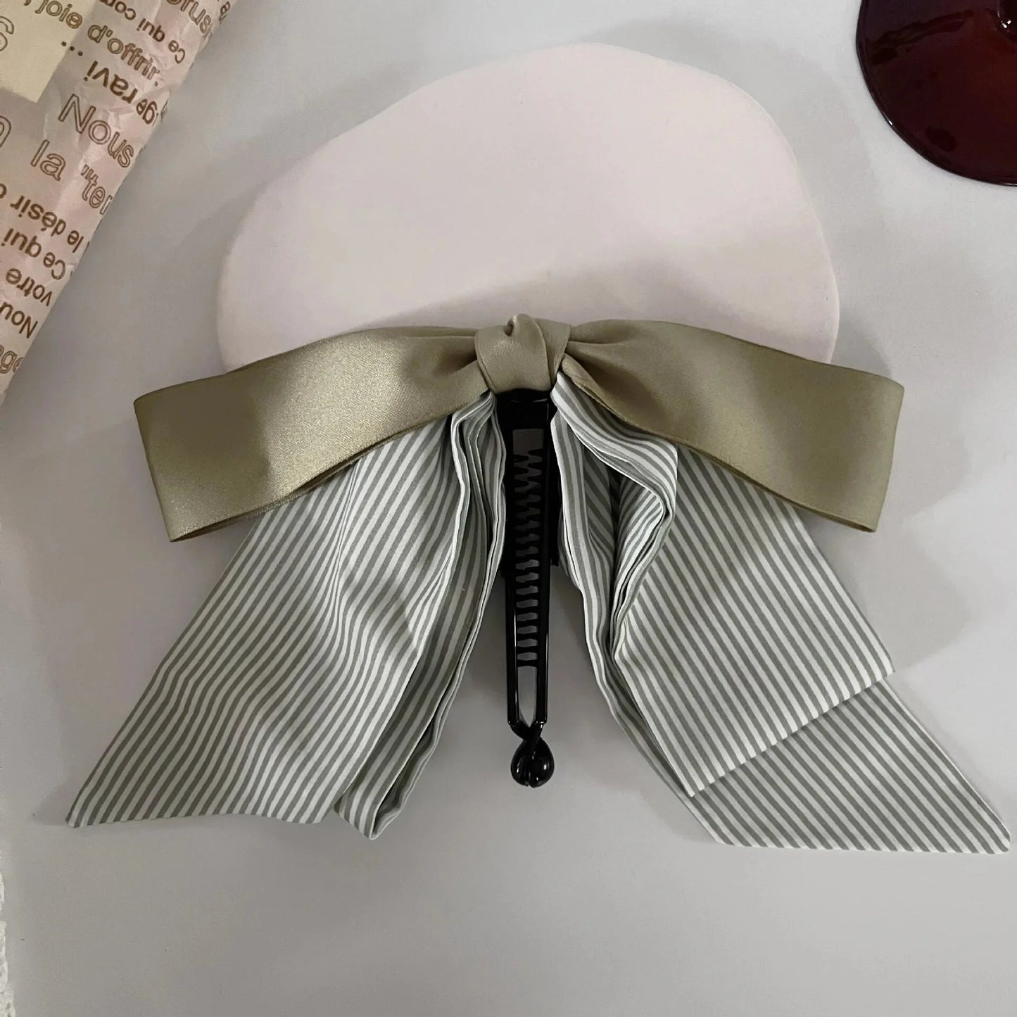 Vertikaler Clip, Pferdeschwanz, Seidenschal, Kaktus, eleganter Haarschmuck, Schmetterlingsknoten-Clip, Original-Haarkarte, Kopfschmuck, handgefertigt