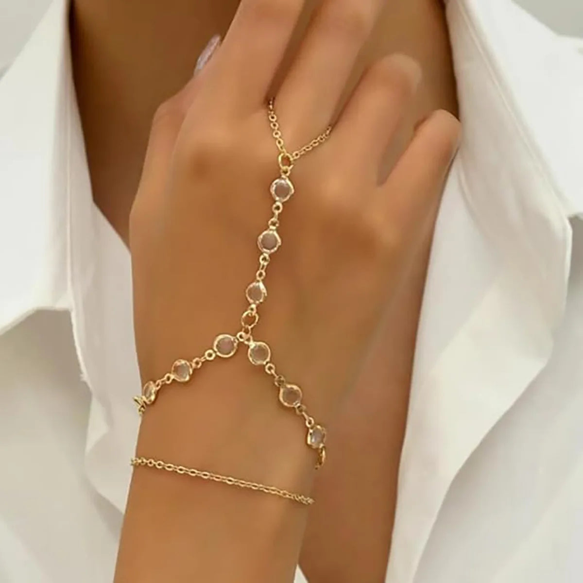Mode Multilayer Armband Ring Kristall Luxus Finger Armband Heißer Seles Frauen Mi Braut Schmuck Finger Kette Paar Armband