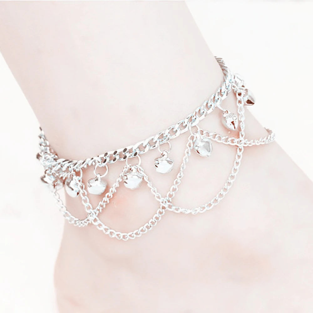 Neue Boho Ethnische Glocken Quaste Armband Fußkettchen Sommer Strand Party Vintage Geschnitzte Blume Fuß Ketten Böhmischen Schmuck Zubehör