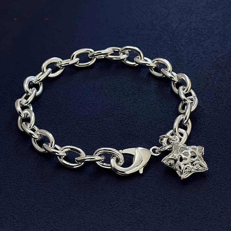 Süßes Sternkettenarmband aus 925er Sterlingsilber mit Schnalle für Damen, Herren, geeignet für Liebhaber, Damen, Herren, Modeschmuck, Partygeschenke