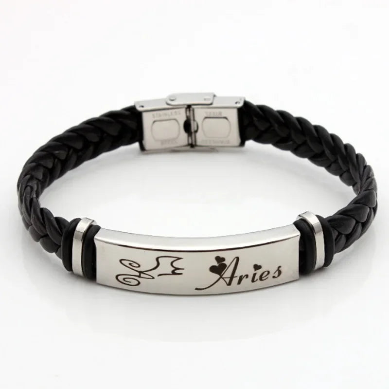 Zwölf Sternbild Charm Armband 12 Sternbild gewebtes Leder armband geflochtener Armreif Schmuck Handgelenk Geschenk zubehör