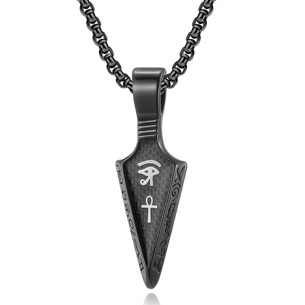 Männer Edelstahl Ankh Kreuz Speerspitze Anhänger Halsketten Mode Vintage Auge des Horus Halskette Punk Amulett Schmuck Großhandel